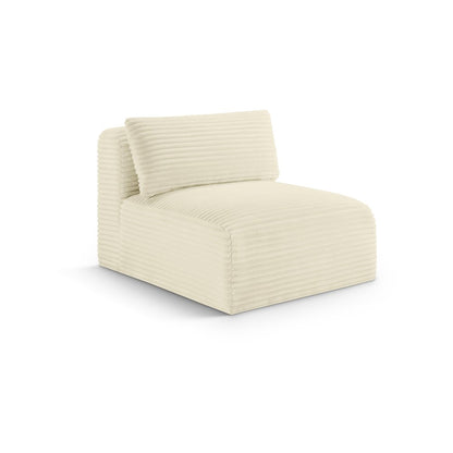 Shaggy Cream Corduroy Performance Fabric Armless Chair