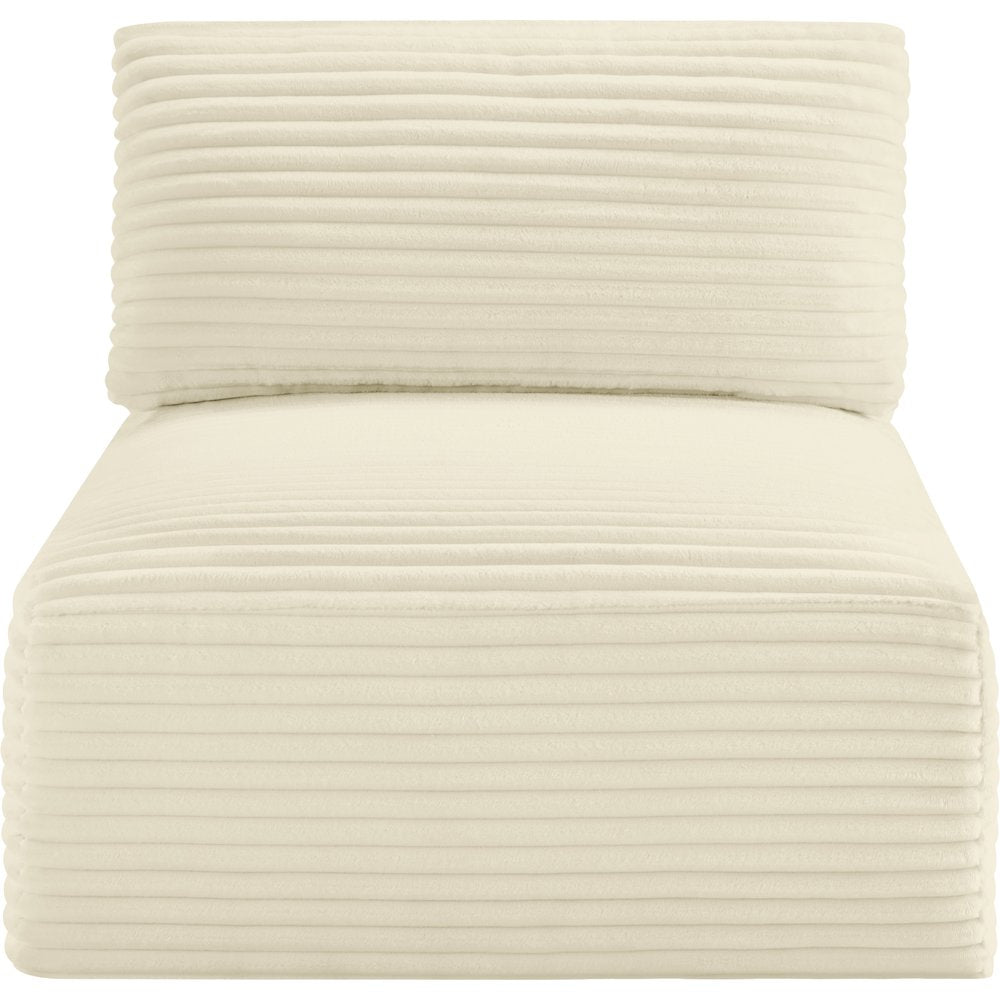 Shaggy Cream Corduroy Performance Fabric Armless Chair