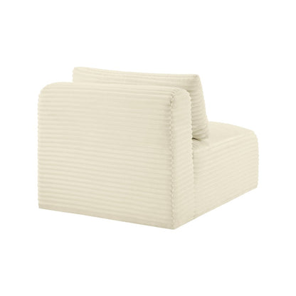 Shaggy Cream Corduroy Performance Fabric Armless Chair