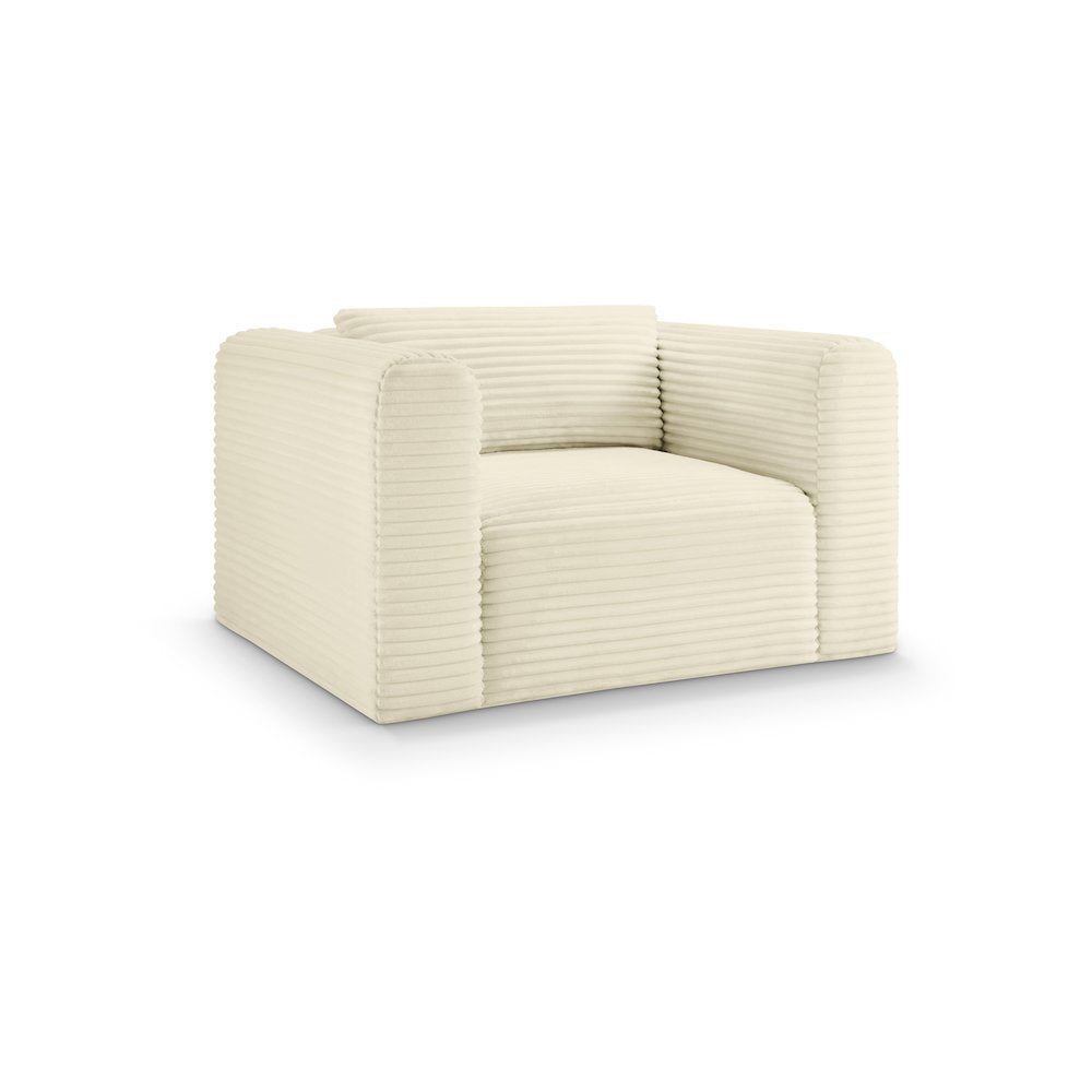 Shaggy Cream Corduroy Performance Fabric Arm Chair