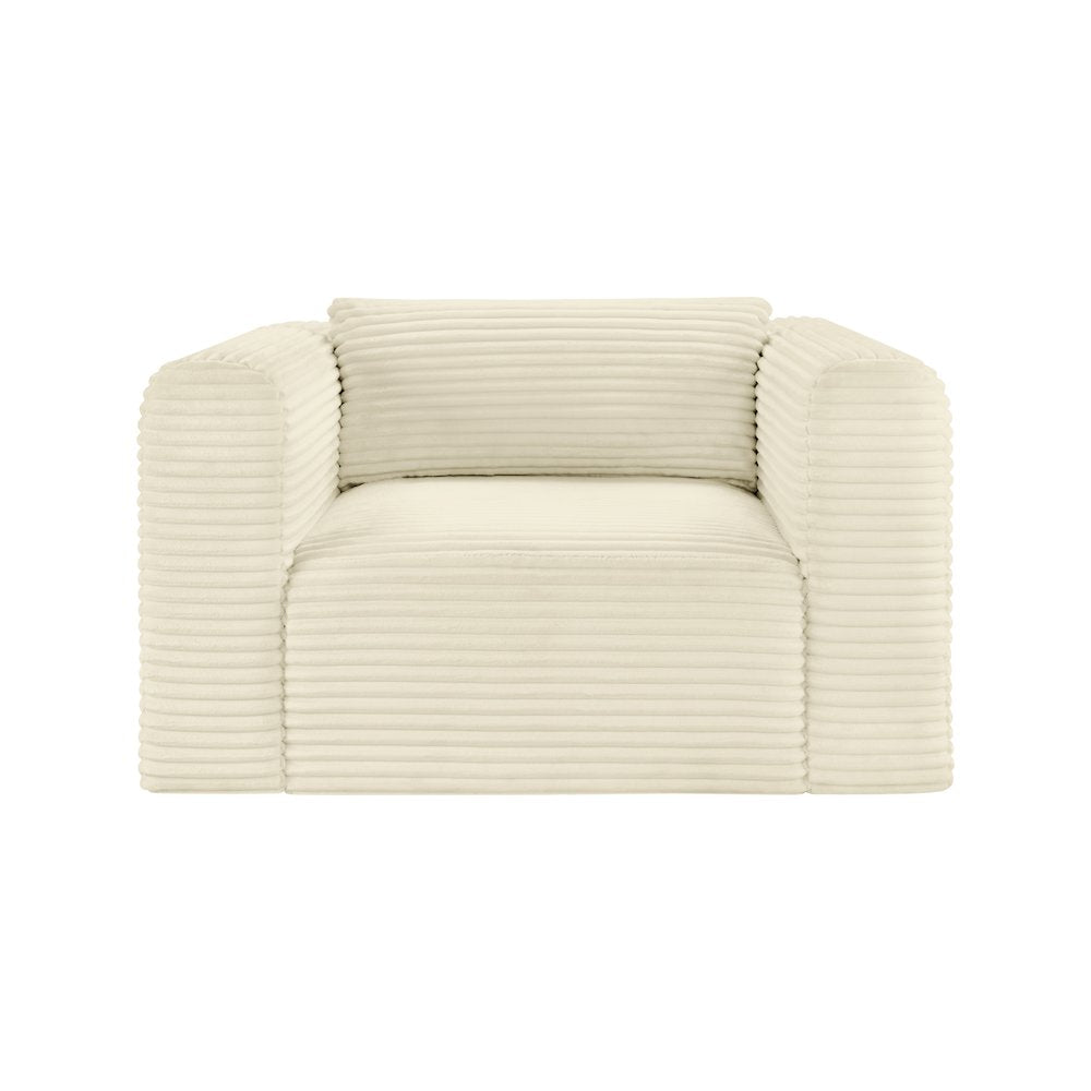 Shaggy Cream Corduroy Performance Fabric Arm Chair