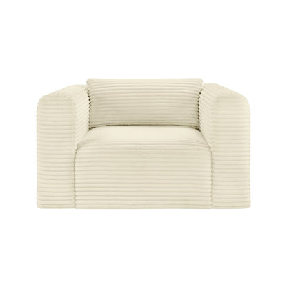 Shaggy Cream Corduroy Performance Fabric Arm Chair