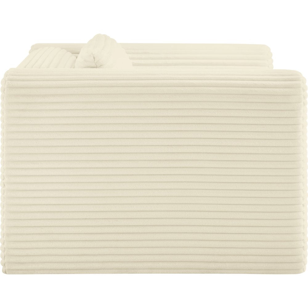 Shaggy Cream Corduroy Performance Fabric Arm Chair