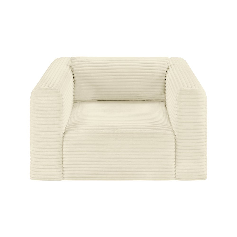 Shaggy Cream Corduroy Performance Fabric Arm Chair