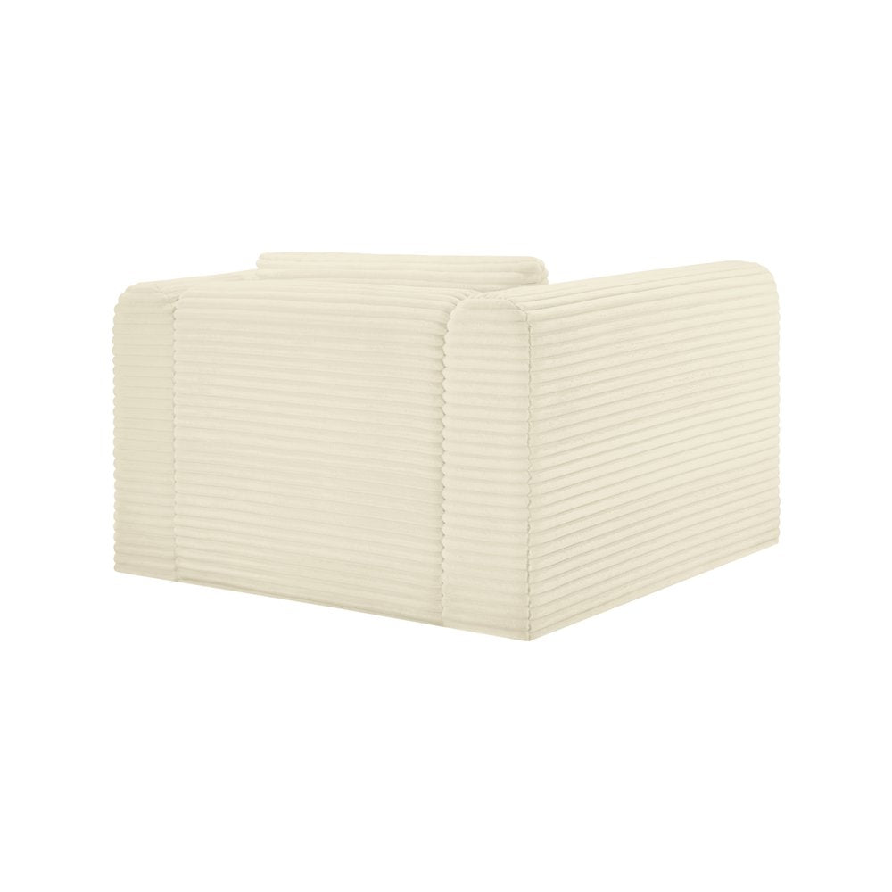 Shaggy Cream Corduroy Performance Fabric Arm Chair