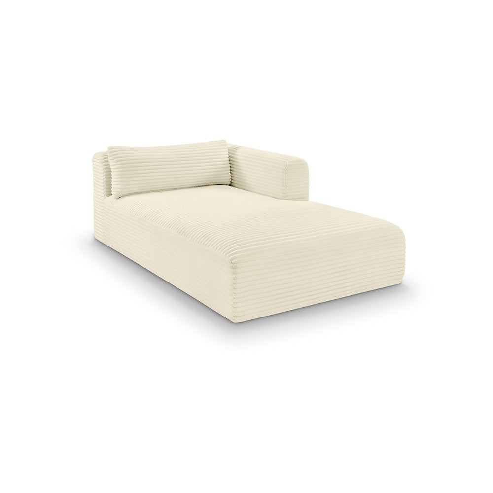 Shaggy Cream Corduroy Performance Fabric Chaise