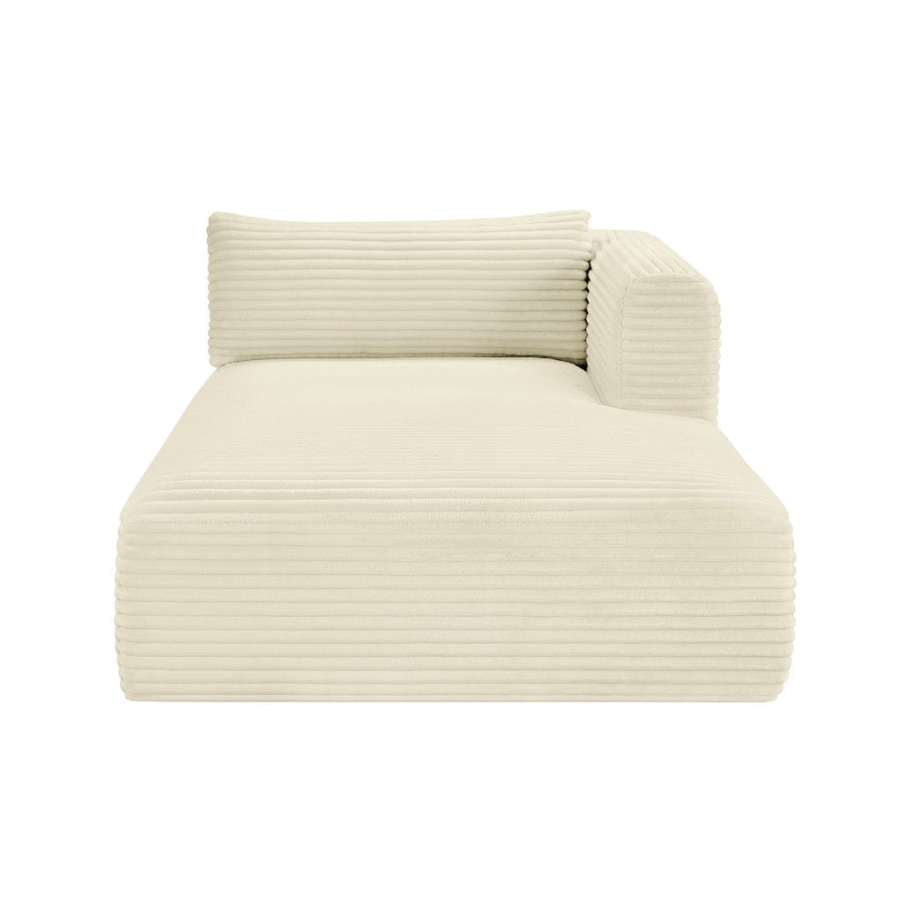Shaggy Cream Corduroy Performance Fabric Chaise