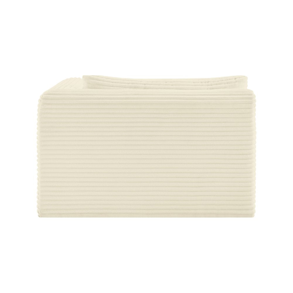 Shaggy Cream Corduroy Performance Fabric Chaise
