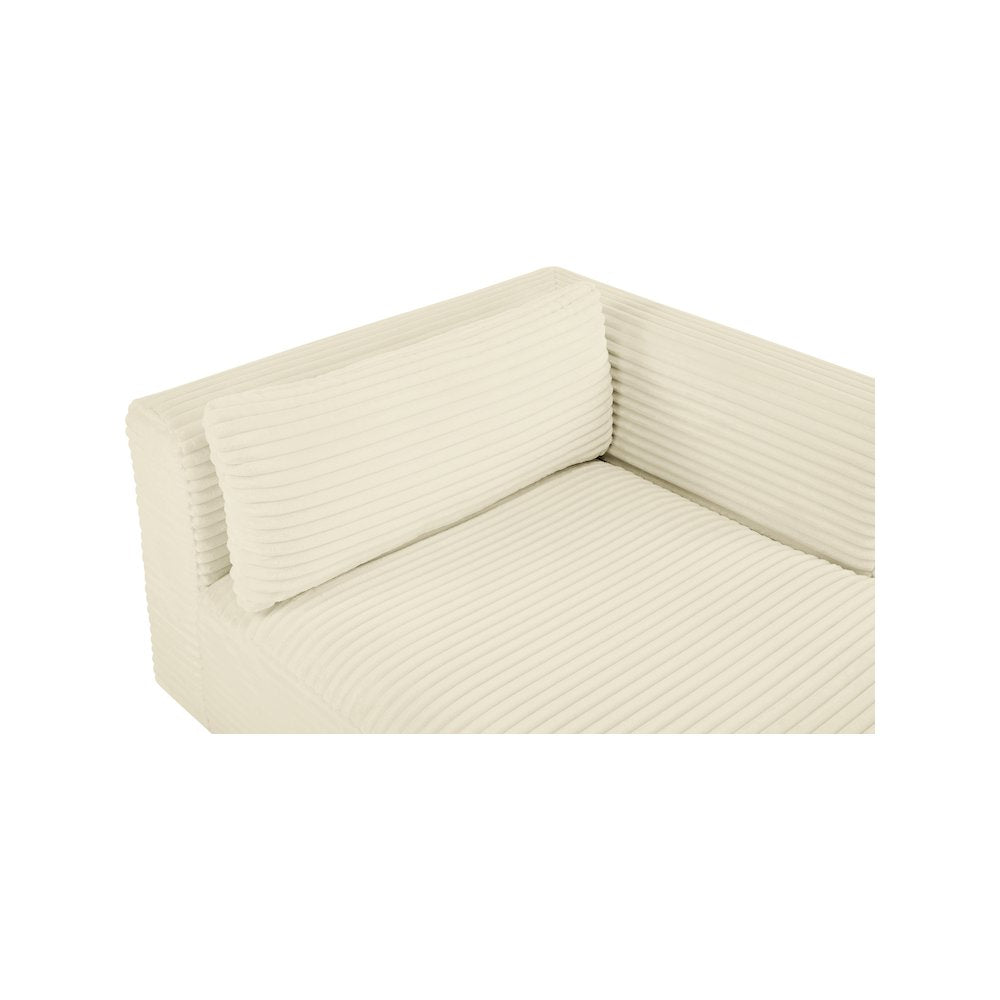 Shaggy Cream Corduroy Performance Fabric Chaise