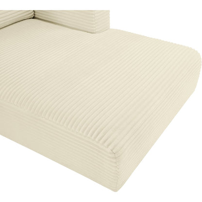 Shaggy Cream Corduroy Performance Fabric Chaise