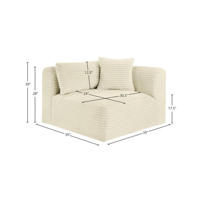 Shaggy Cream Corduroy Performance Fabric Corner Chair