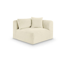 Shaggy Cream Corduroy Performance Fabric Corner Chair
