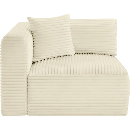 Shaggy Cream Corduroy Performance Fabric Corner Chair