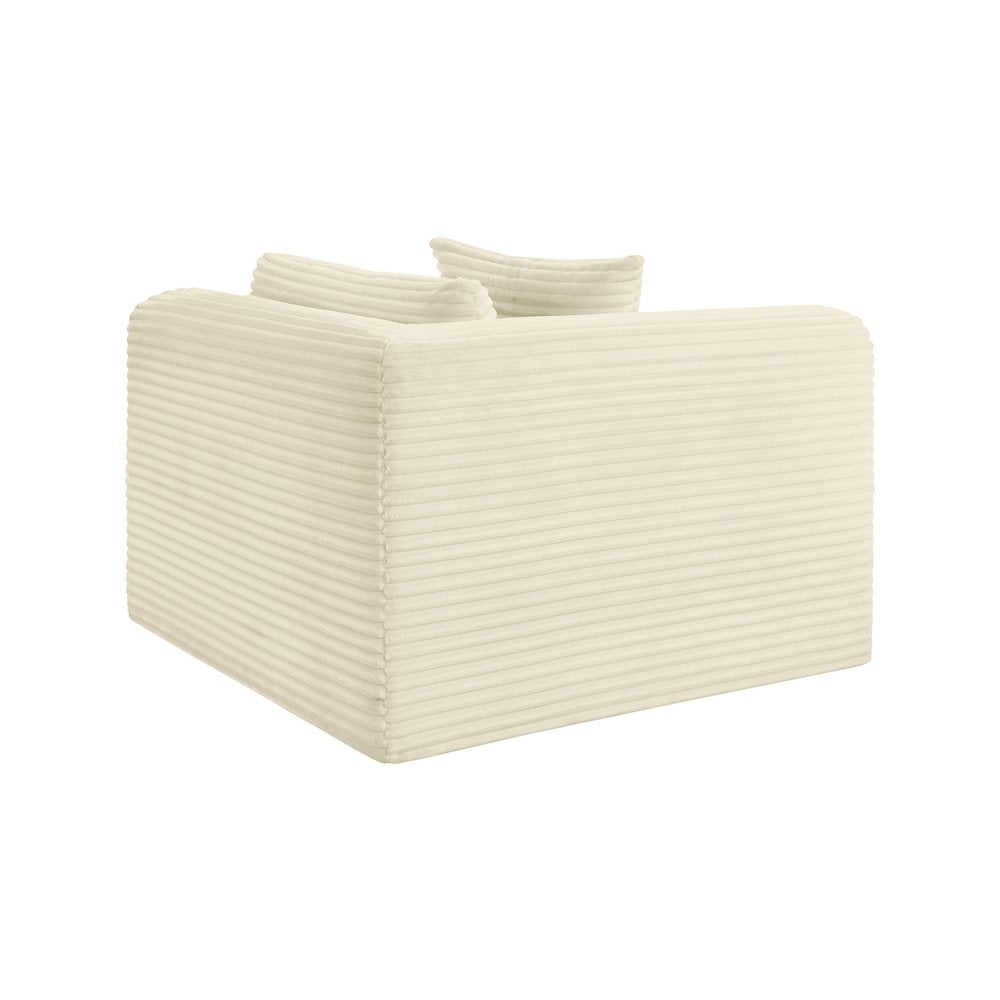 Shaggy Cream Corduroy Performance Fabric Corner Chair