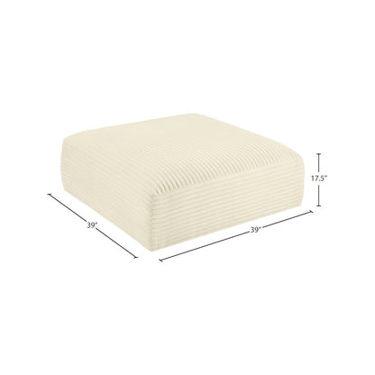 Shaggy Cream Corduroy Performance Fabric Ottoman