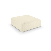 Shaggy Cream Corduroy Performance Fabric Ottoman