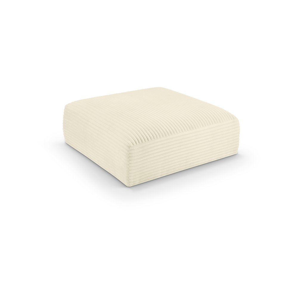 Shaggy Cream Corduroy Performance Fabric Ottoman