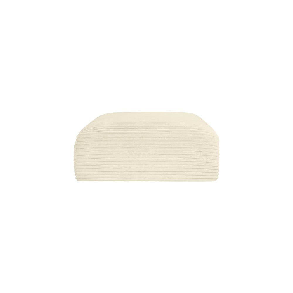 Shaggy Cream Corduroy Performance Fabric Ottoman