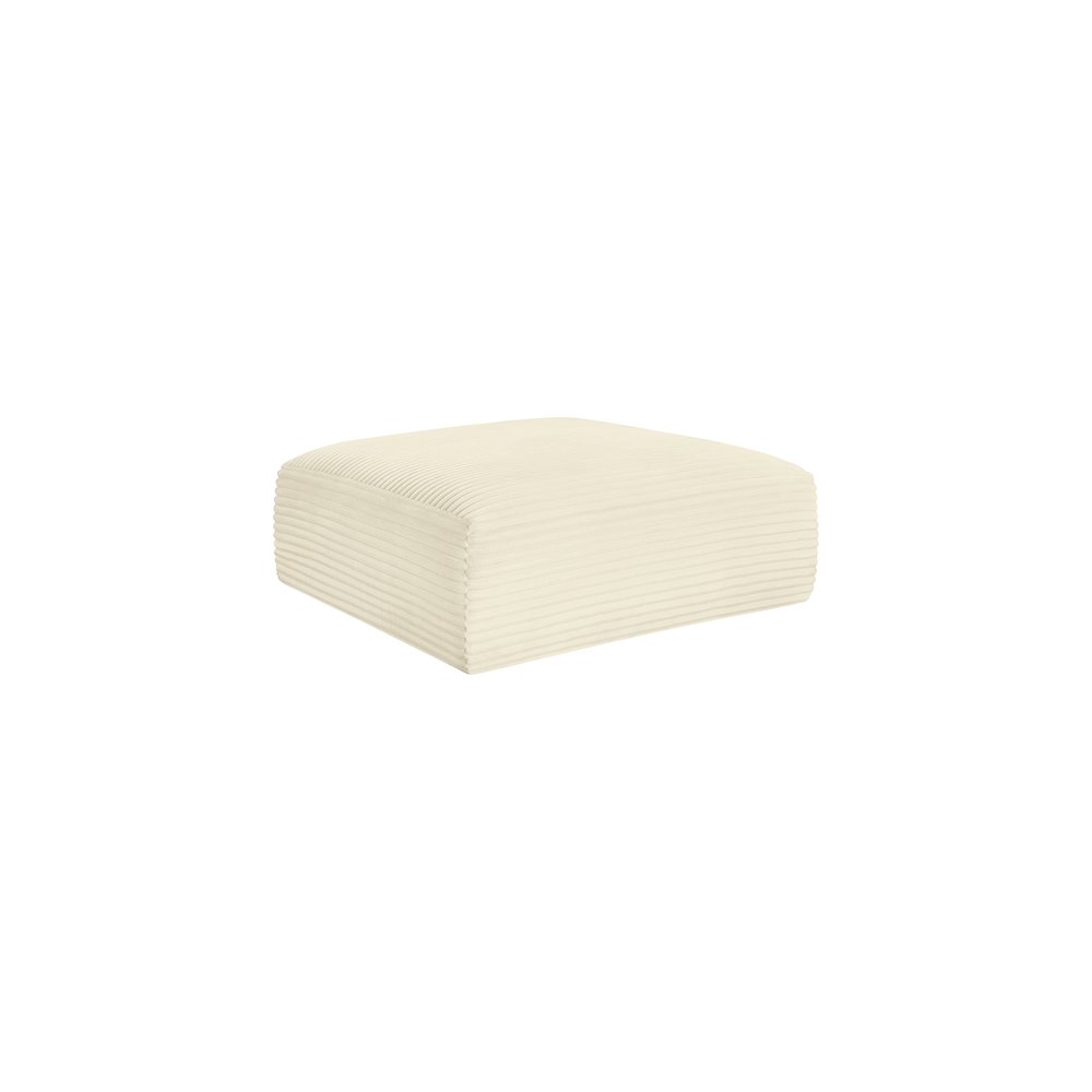Shaggy Cream Corduroy Performance Fabric Ottoman