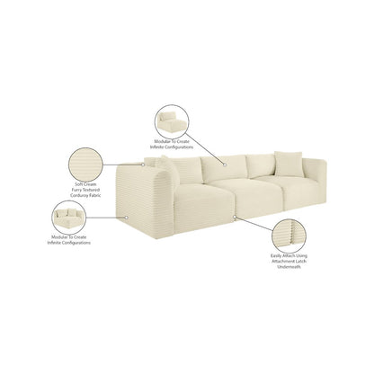 Shaggy Cream Corduroy Performance Fabric Modular Sofa