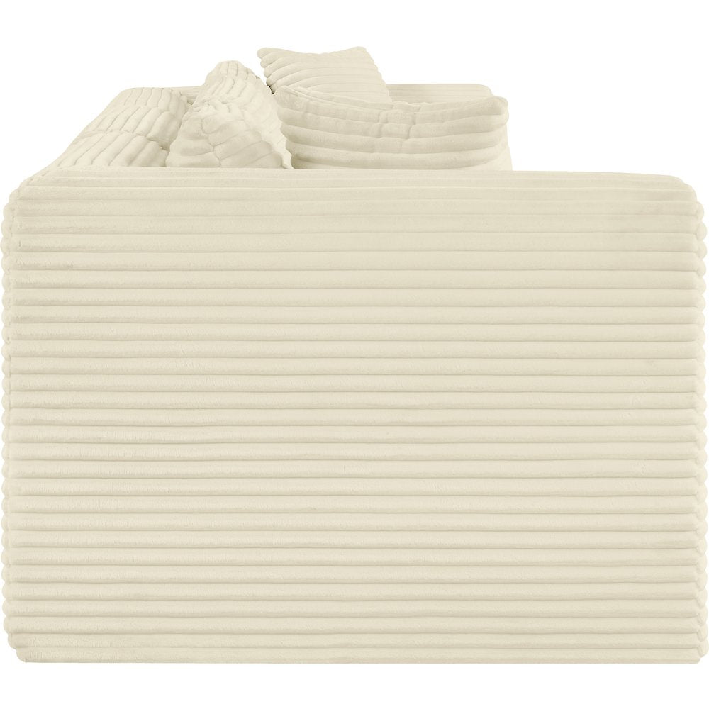 Shaggy Cream Corduroy Performance Fabric Modular Sofa