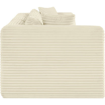 Shaggy Cream Corduroy Performance Fabric Modular Sofa