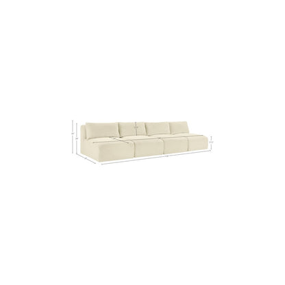 Shaggy Cream Corduroy Performance Fabric Modular Sofa