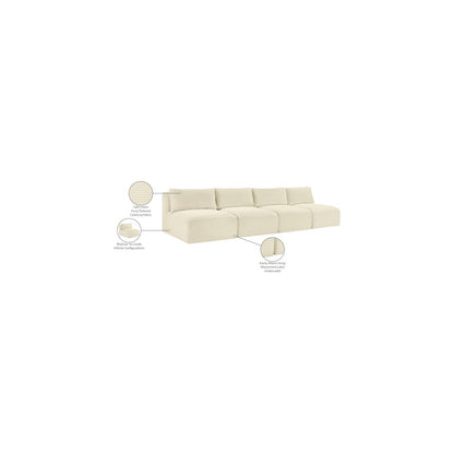 Shaggy Cream Corduroy Performance Fabric Modular Sofa