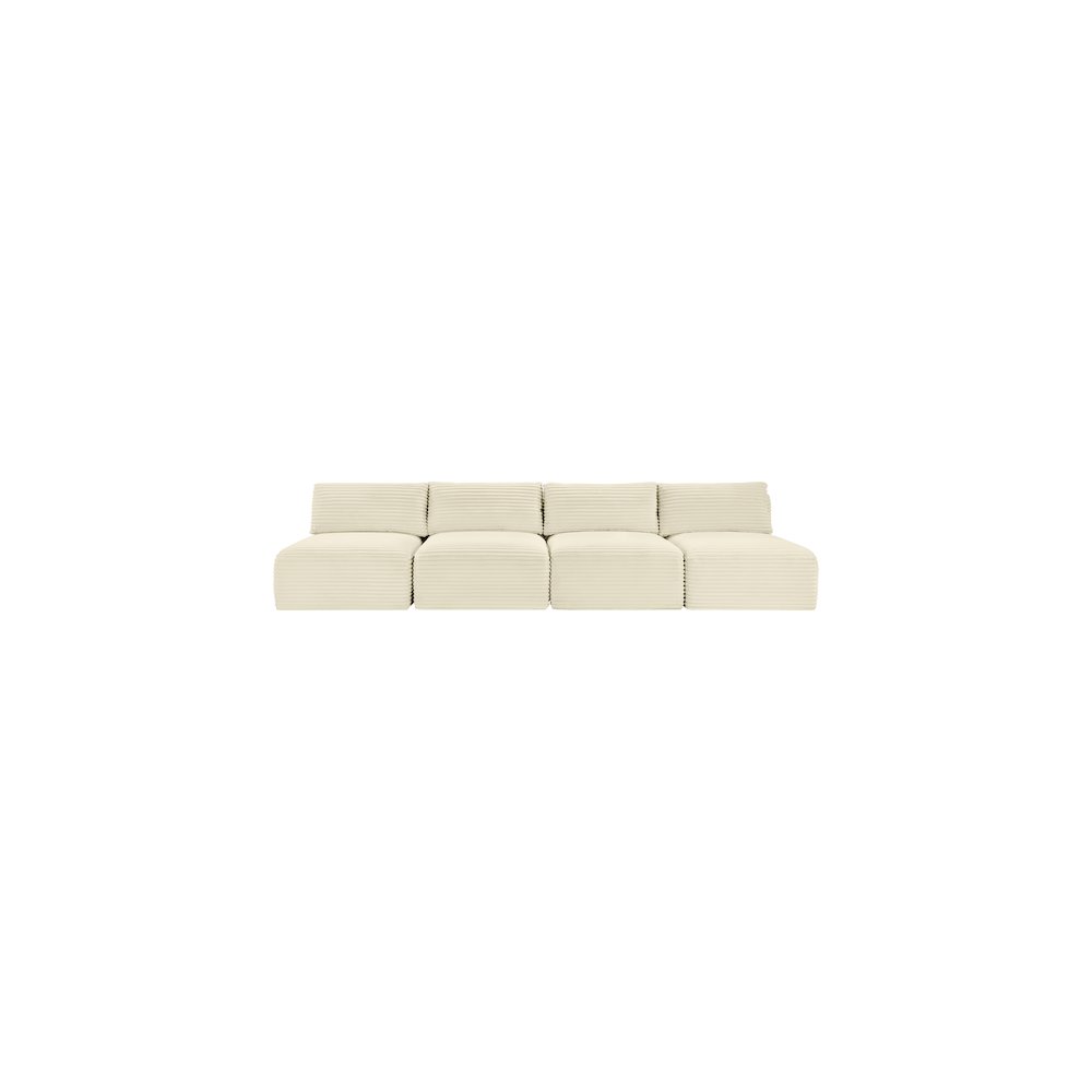 Shaggy Cream Corduroy Performance Fabric Modular Sofa