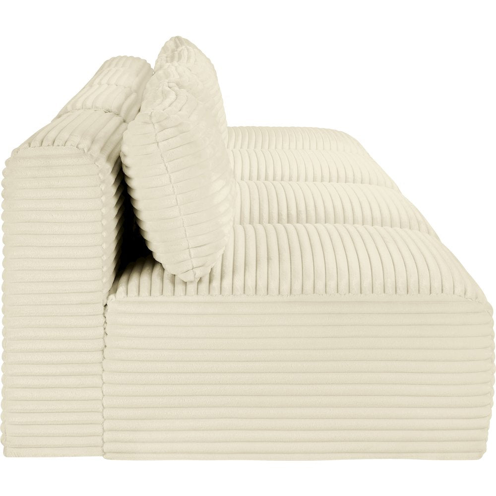 Shaggy Cream Corduroy Performance Fabric Modular Sofa