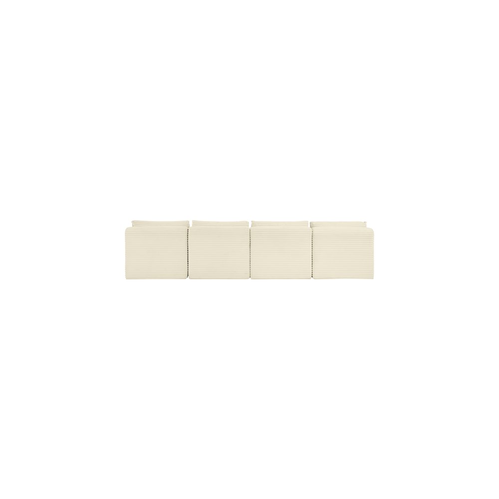 Shaggy Cream Corduroy Performance Fabric Modular Sofa