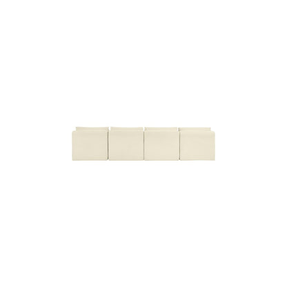 Shaggy Cream Corduroy Performance Fabric Modular Sofa