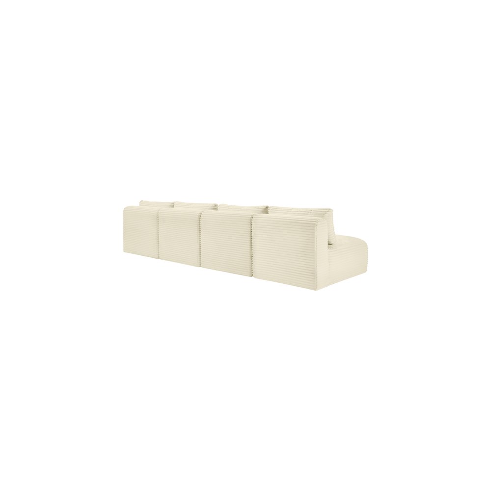 Shaggy Cream Corduroy Performance Fabric Modular Sofa