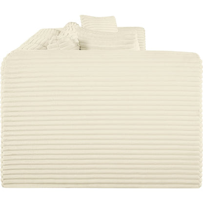 Shaggy Cream Corduroy Performance Fabric Modular Sofa