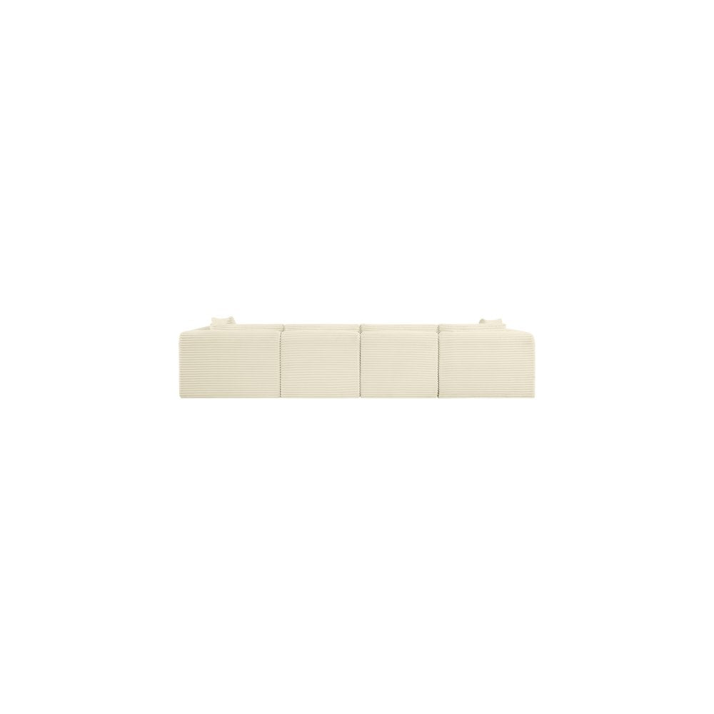 Shaggy Cream Corduroy Performance Fabric Modular Sofa