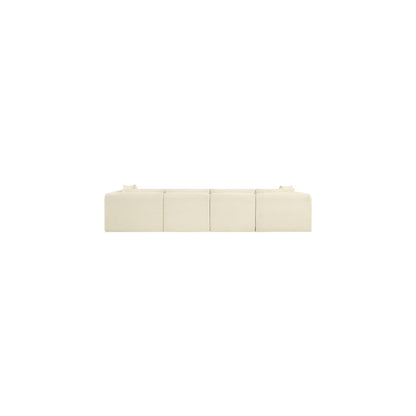Shaggy Cream Corduroy Performance Fabric Modular Sofa