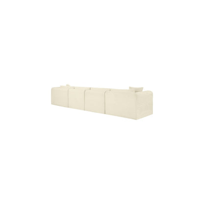 Shaggy Cream Corduroy Performance Fabric Modular Sofa