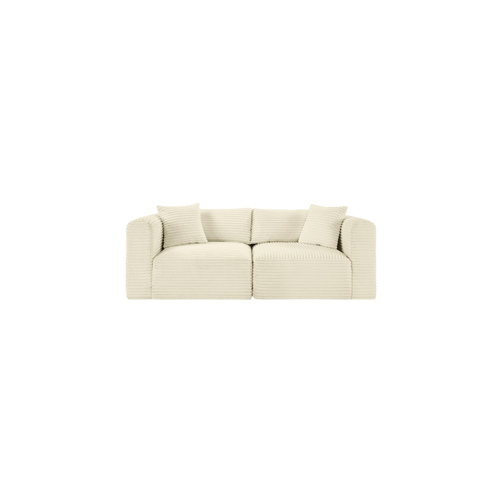 Shaggy Cream Corduroy Performance Fabric Modular Sofa
