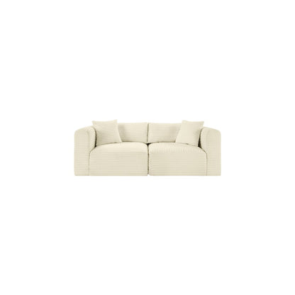 Shaggy Cream Corduroy Performance Fabric Modular Sofa