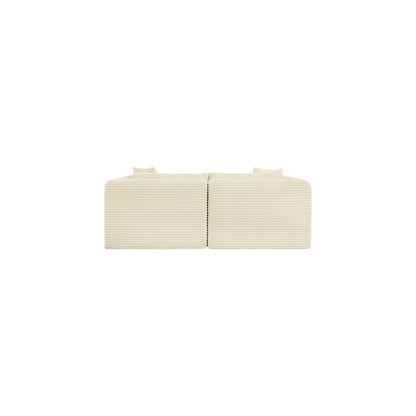 Shaggy Cream Corduroy Performance Fabric Modular Sofa