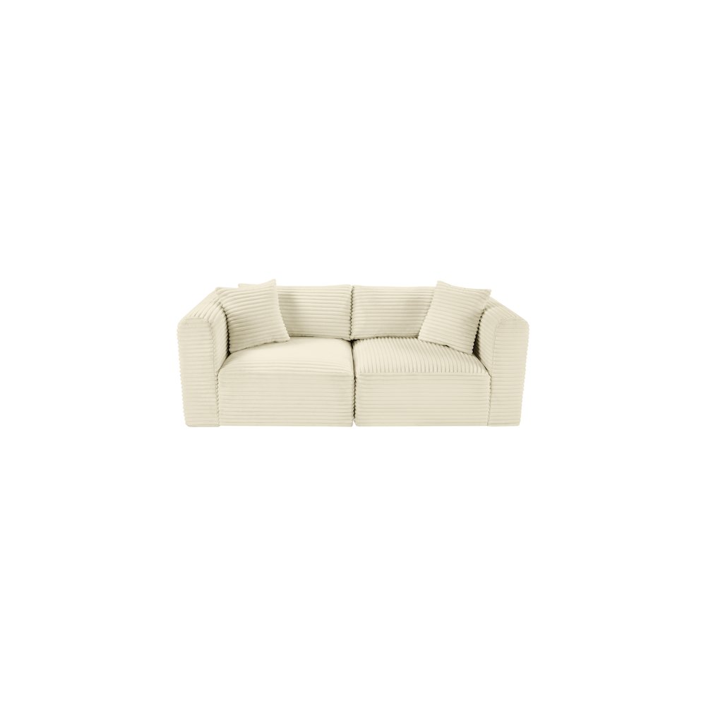 Shaggy Cream Corduroy Performance Fabric Modular Sofa