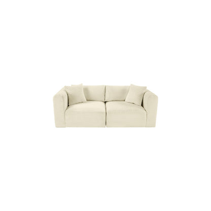 Shaggy Cream Corduroy Performance Fabric Modular Sofa