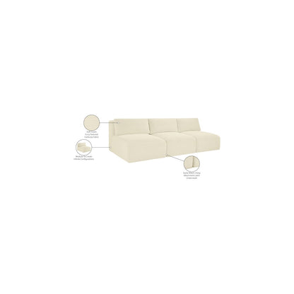 Shaggy Cream Corduroy Performance Fabric Modular Sofa