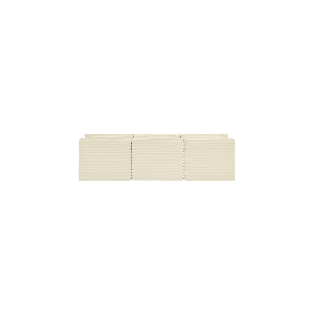 Shaggy Cream Corduroy Performance Fabric Modular Sofa