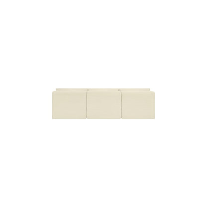 Shaggy Cream Corduroy Performance Fabric Modular Sofa