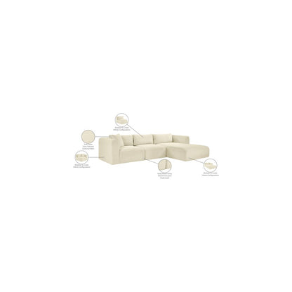 Shaggy Cream Corduroy Performance Fabric Modular Sectional
