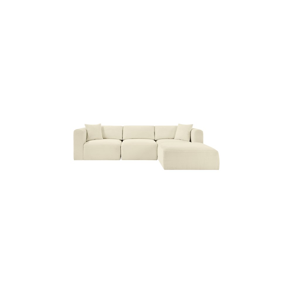 Shaggy Cream Corduroy Performance Fabric Modular Sectional