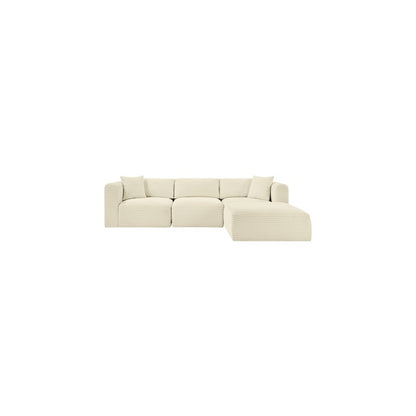 Shaggy Cream Corduroy Performance Fabric Modular Sectional