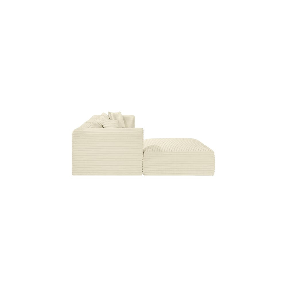 Shaggy Cream Corduroy Performance Fabric Modular Sectional