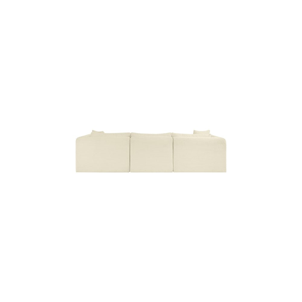 Shaggy Cream Corduroy Performance Fabric Modular Sectional